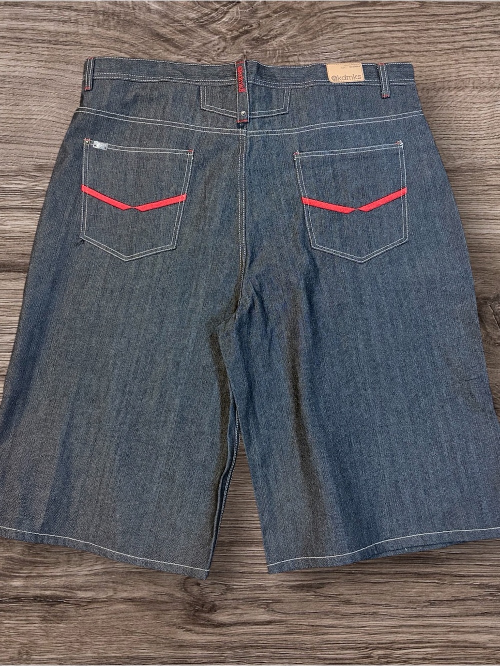 Akademiks black Denim Shorts with Red Pocket Trim